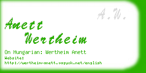 anett wertheim business card